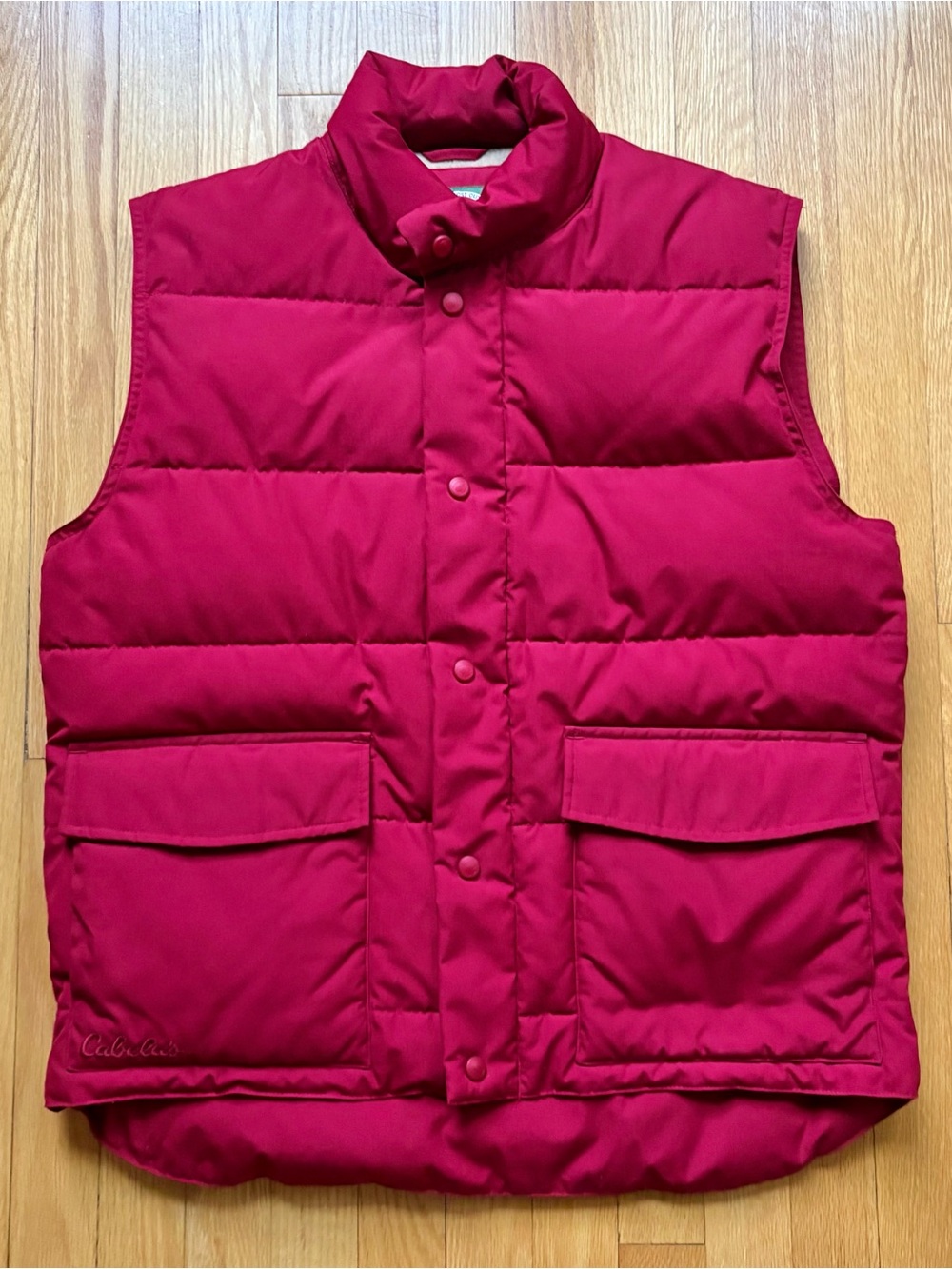 Cabela’s Men’s Premier Northern Goose Down Puffer Vest Sherpa Lined Medium Red